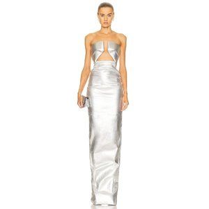 Rick Owens Silver Coated Prong Dress Gown MSRP $1350 FWRD